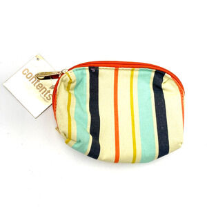 Contents By Allegro Bag Multicolor Stripes Makeup Zipper